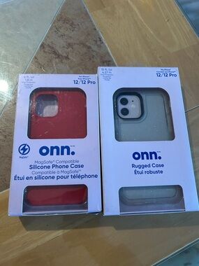 Onn iPhone 12/12 Pro Silicone MagSafe Case - Red & Rugged Case